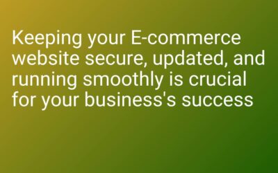 Keeping your E-commerce website secure, updated and running smoothly is crucial for your busniess’s success